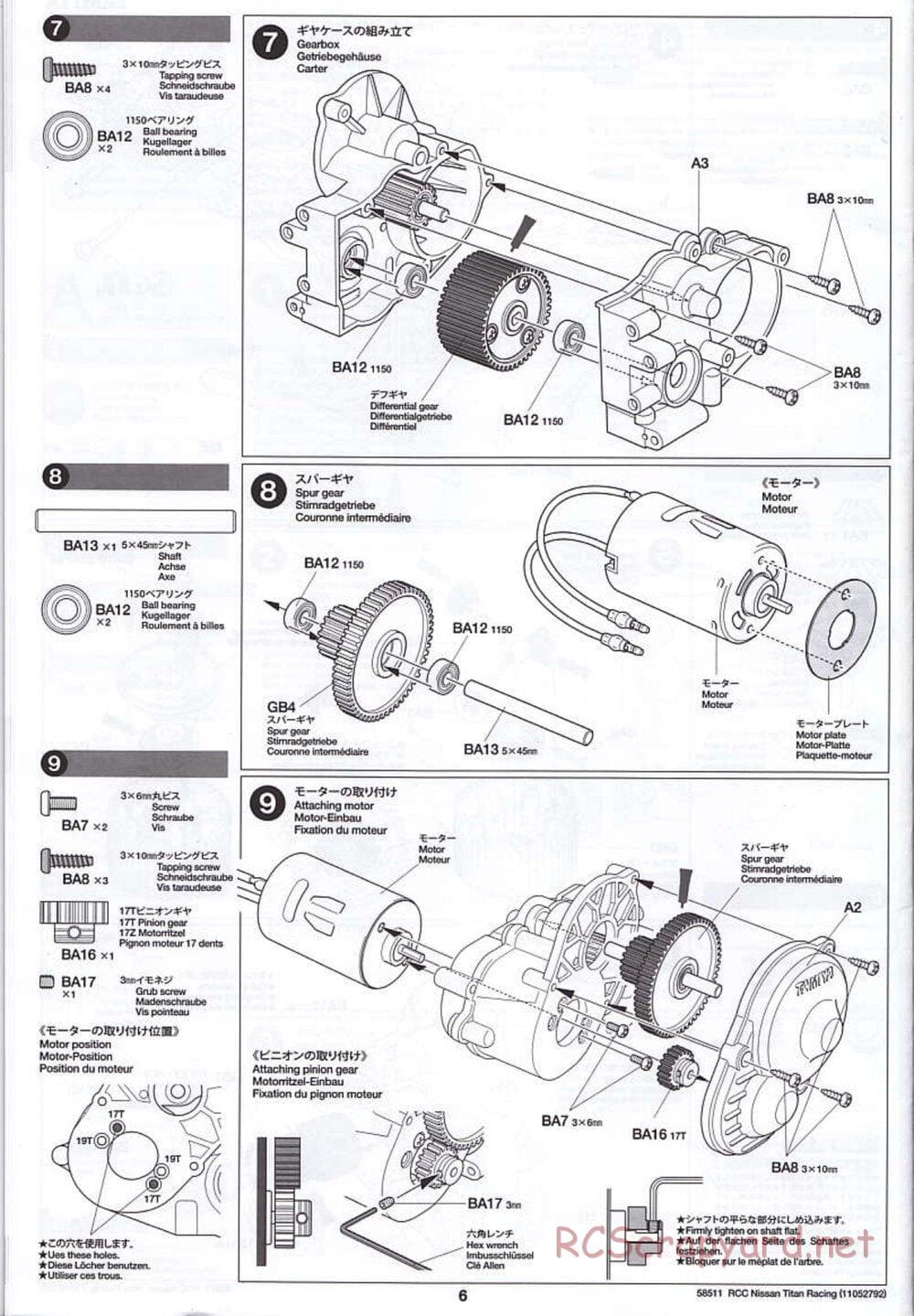 Tamiya - Nissan Titan Chassis - Manual - Page 6