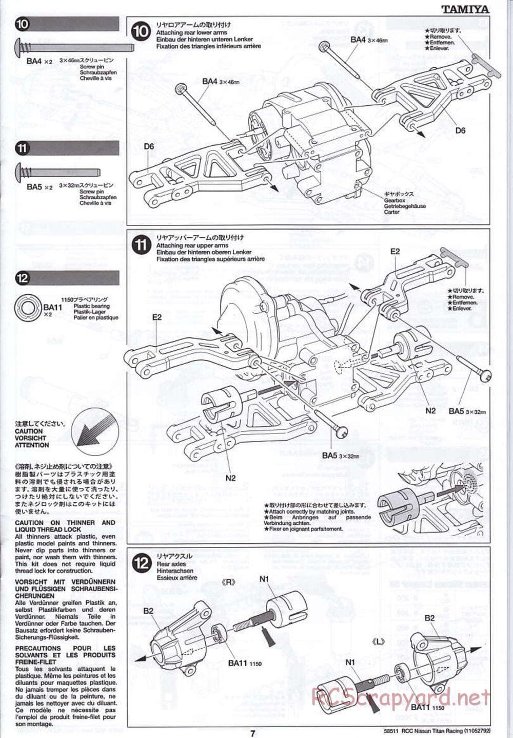 Tamiya - Nissan Titan Chassis - Manual - Page 7