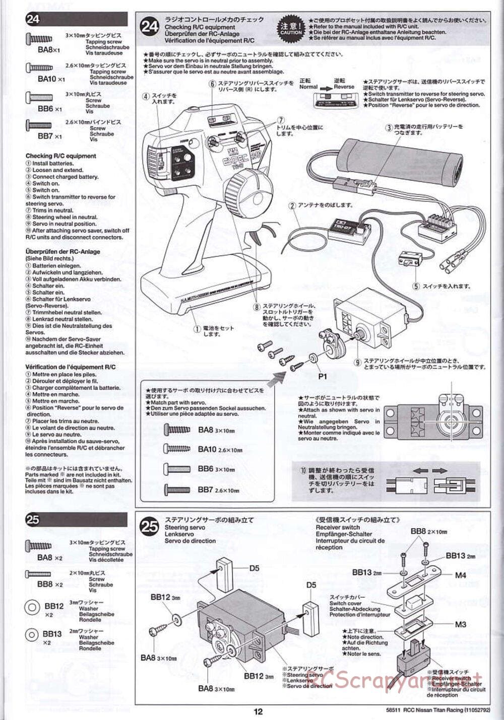 Tamiya - Nissan Titan Chassis - Manual - Page 12