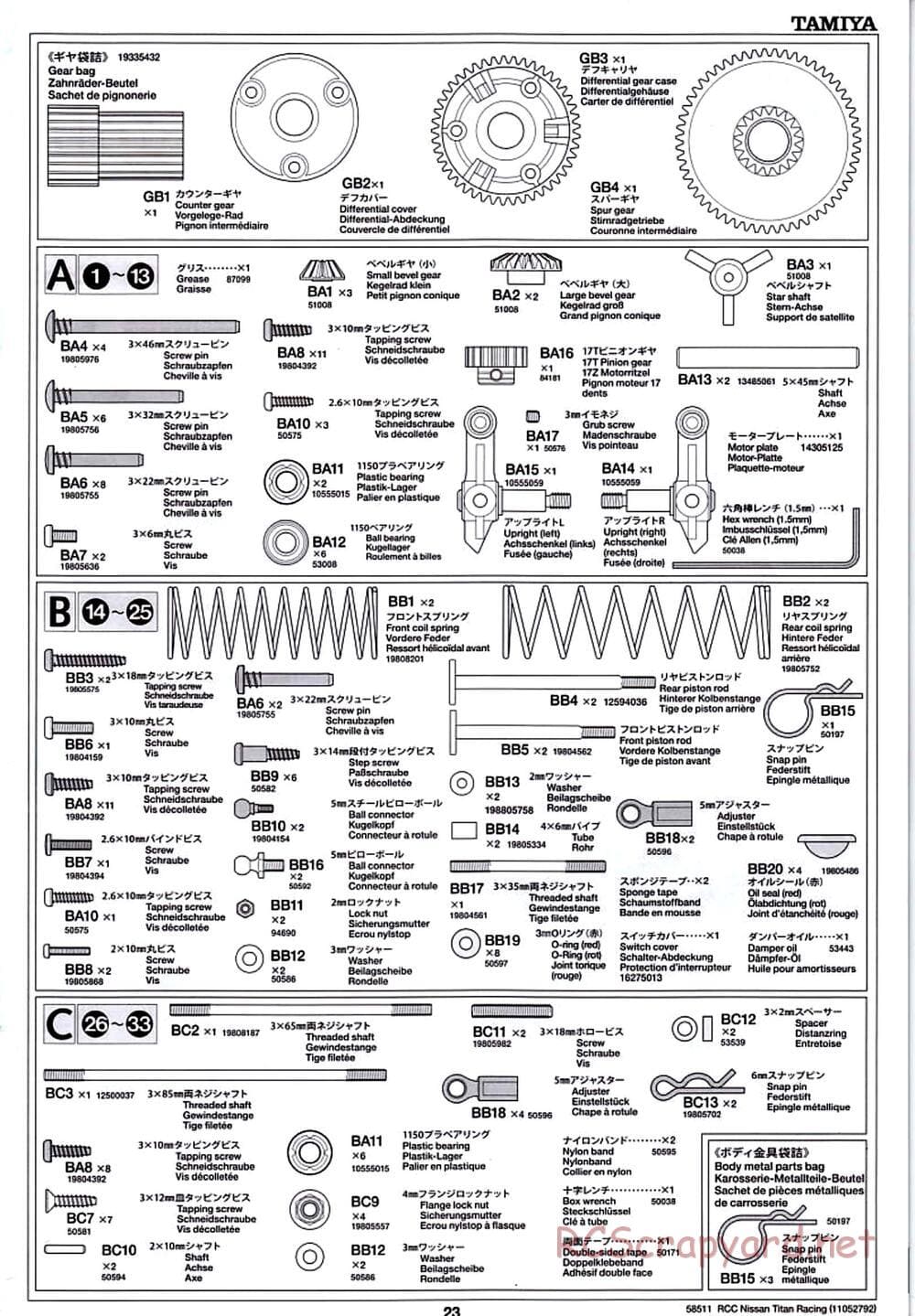 Tamiya - Nissan Titan Chassis - Manual - Page 23