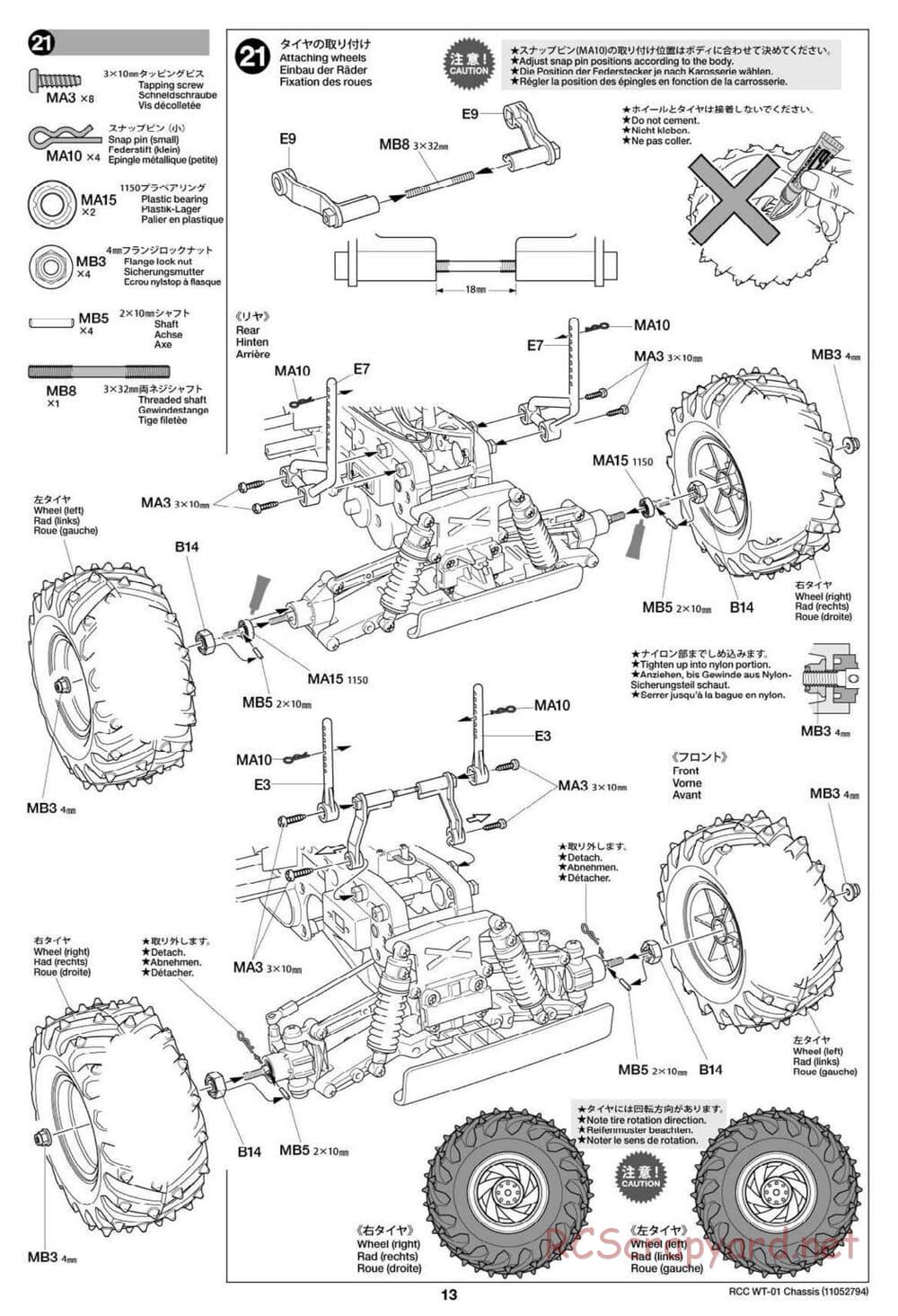 Tamiya - Mud Blaster II - WT-01 Chassis - Manual - Page 13