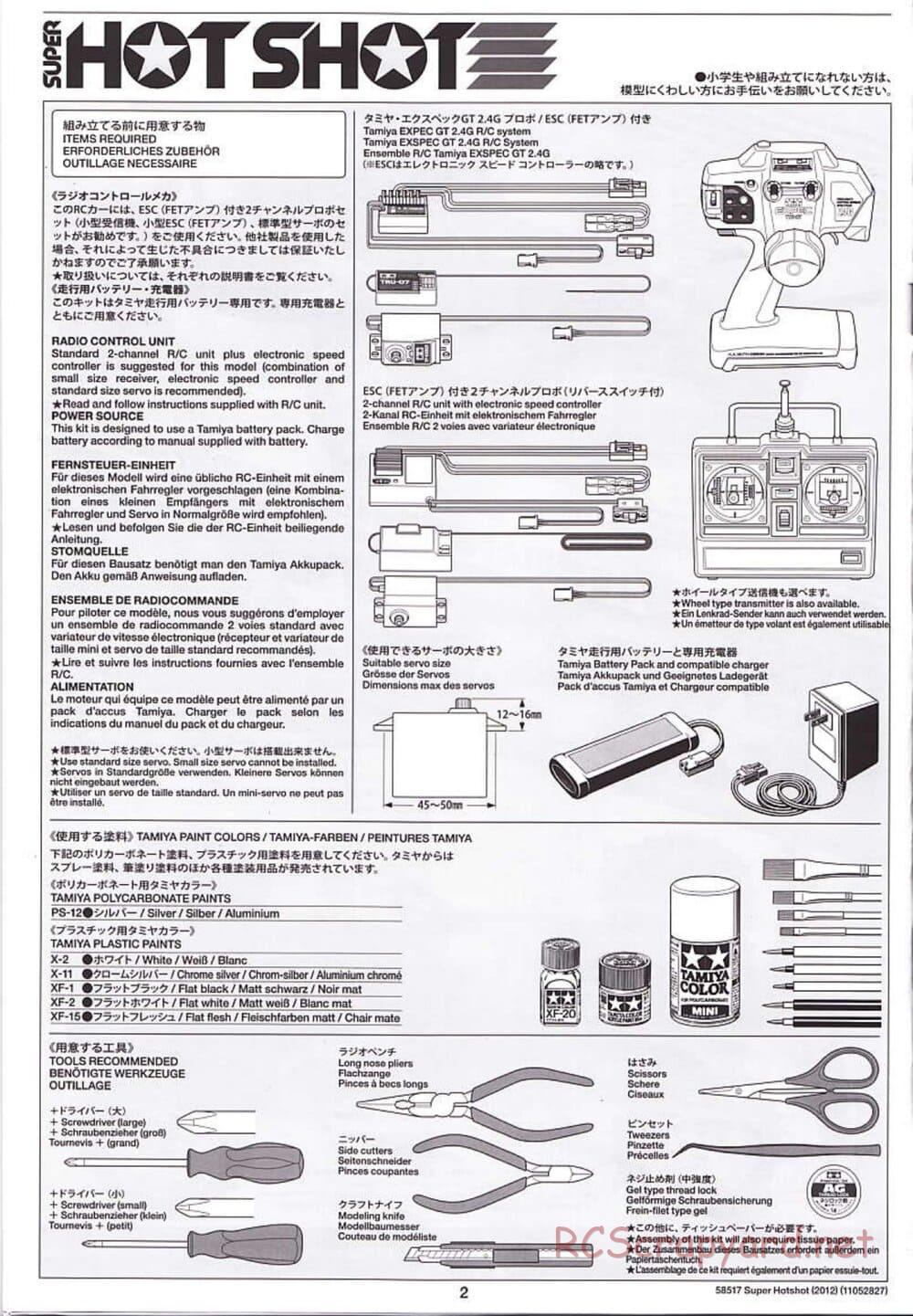 Tamiya - Super Hotshot 2012 - HS Chassis - Manual - Page 2