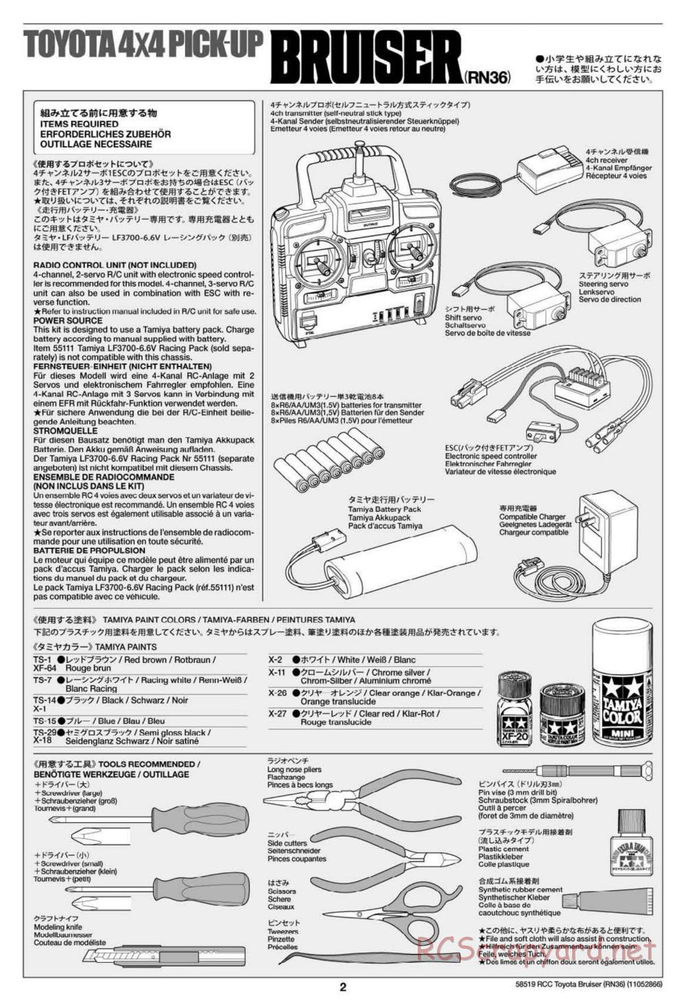 Tamiya - Toyota 4x4 Pick Up Bruiser Chassis - Manual - Page 2