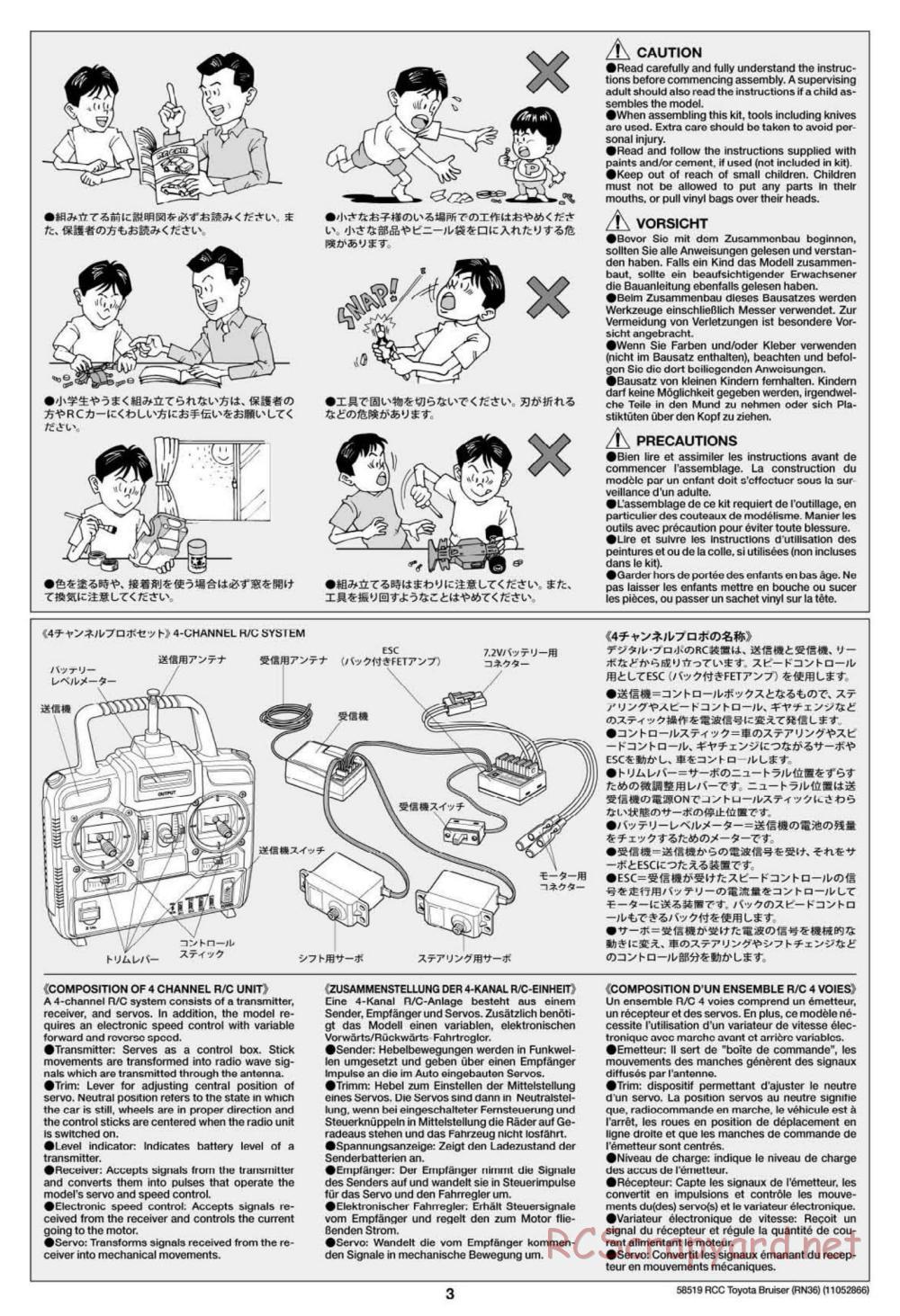 Tamiya - Toyota 4x4 Pick Up Bruiser Chassis - Manual - Page 3