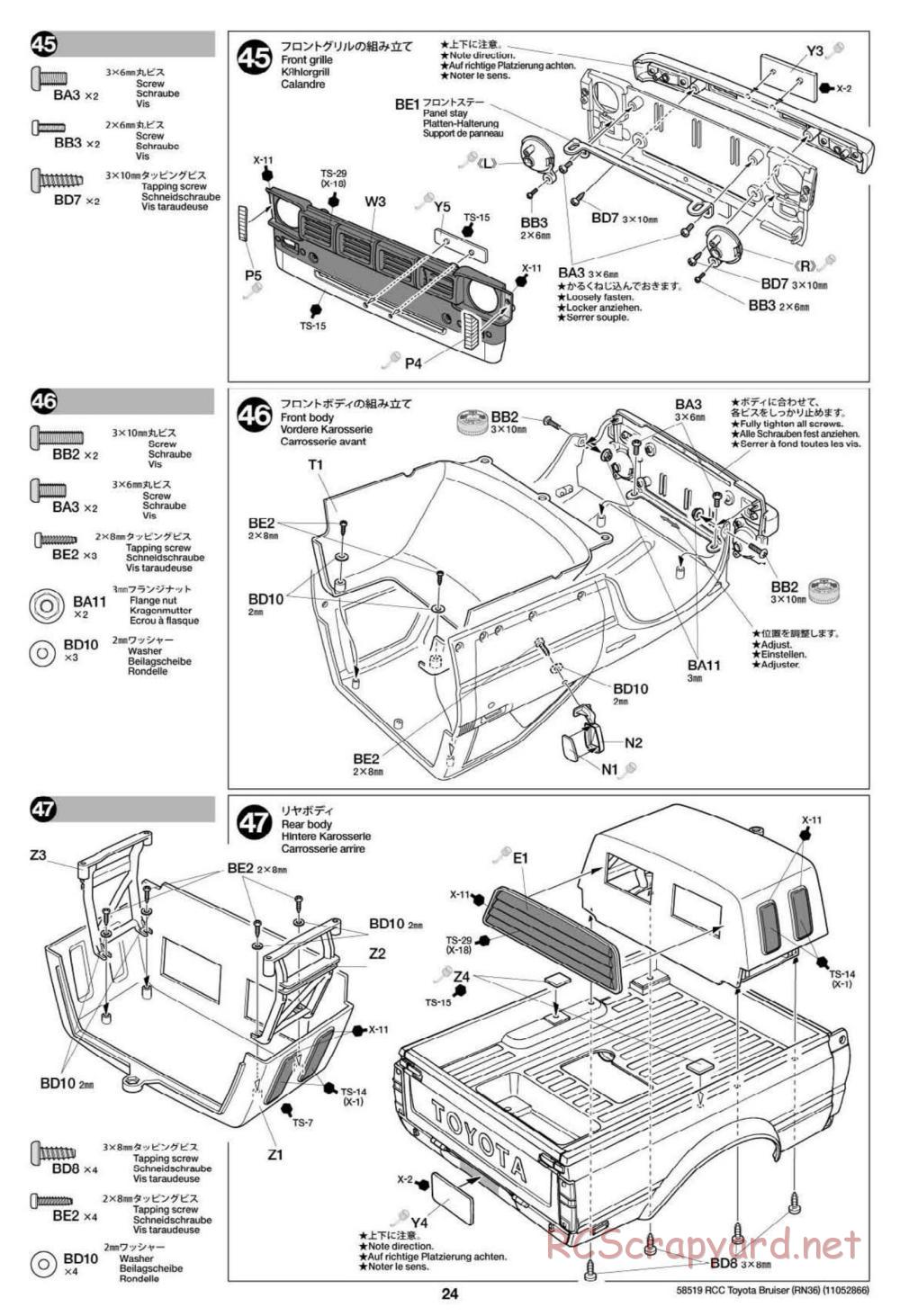 Tamiya - Toyota 4x4 Pick Up Bruiser Chassis - Manual - Page 24