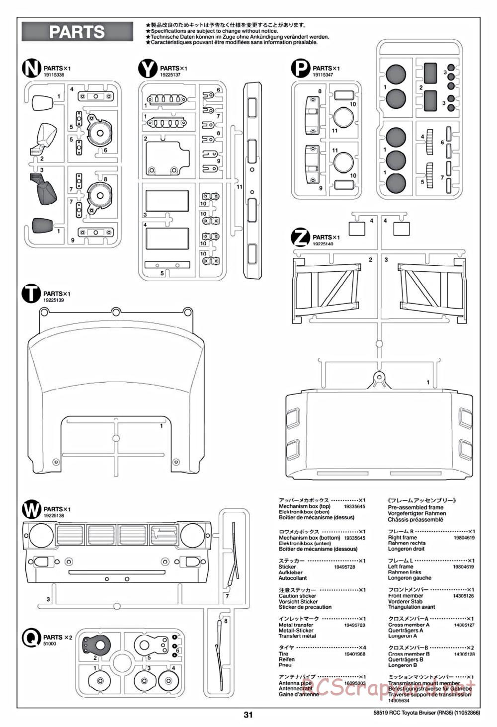 Tamiya - Toyota 4x4 Pick Up Bruiser Chassis - Manual - Page 31