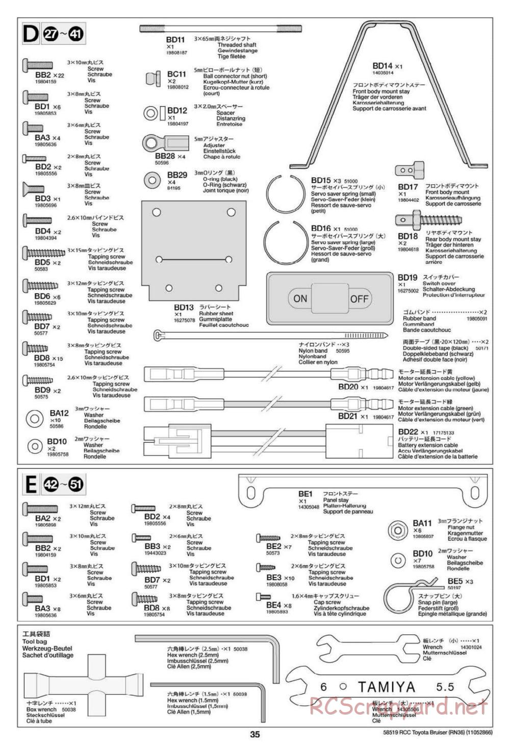 Tamiya - Toyota 4x4 Pick Up Bruiser Chassis - Manual - Page 35