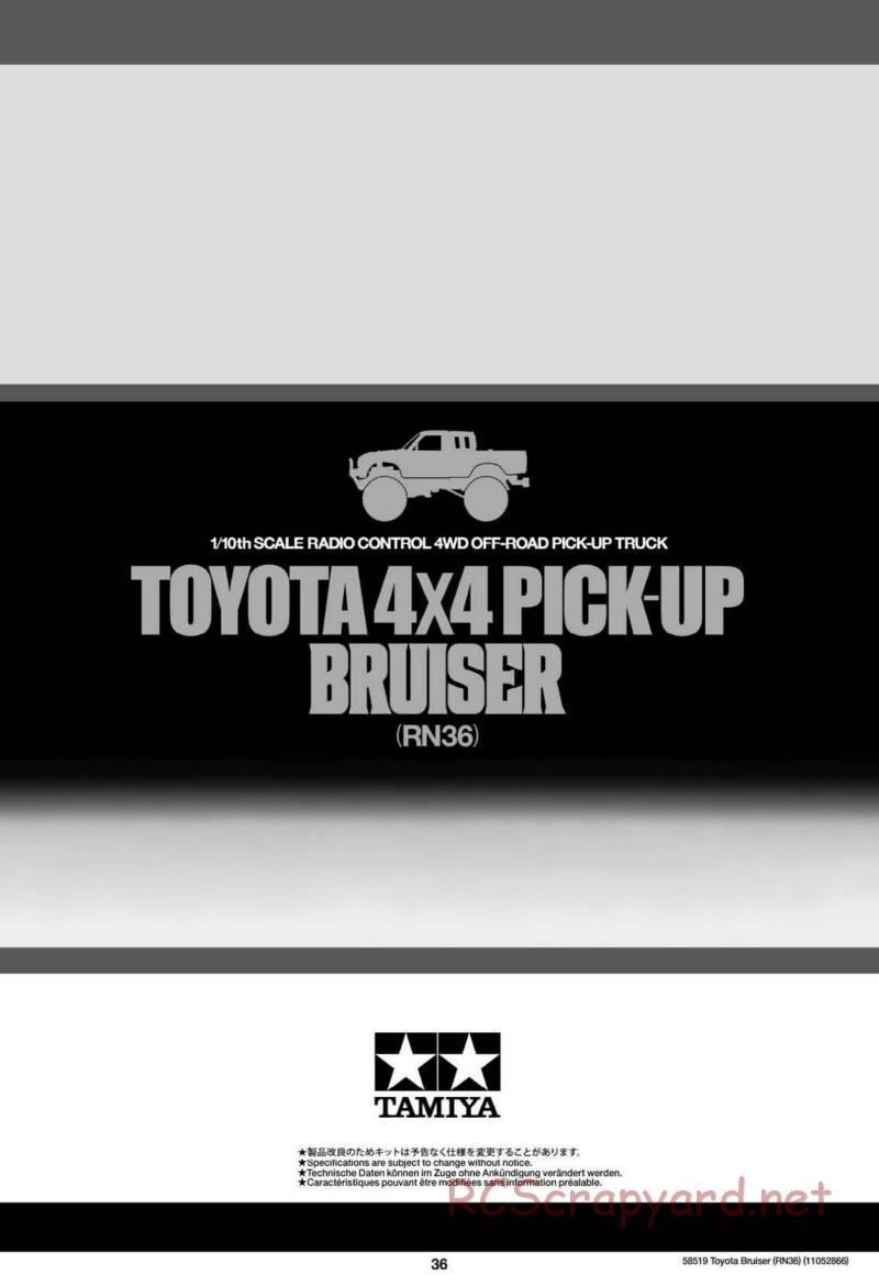 Tamiya - Toyota 4x4 Pick Up Bruiser Chassis - Manual - Page 36