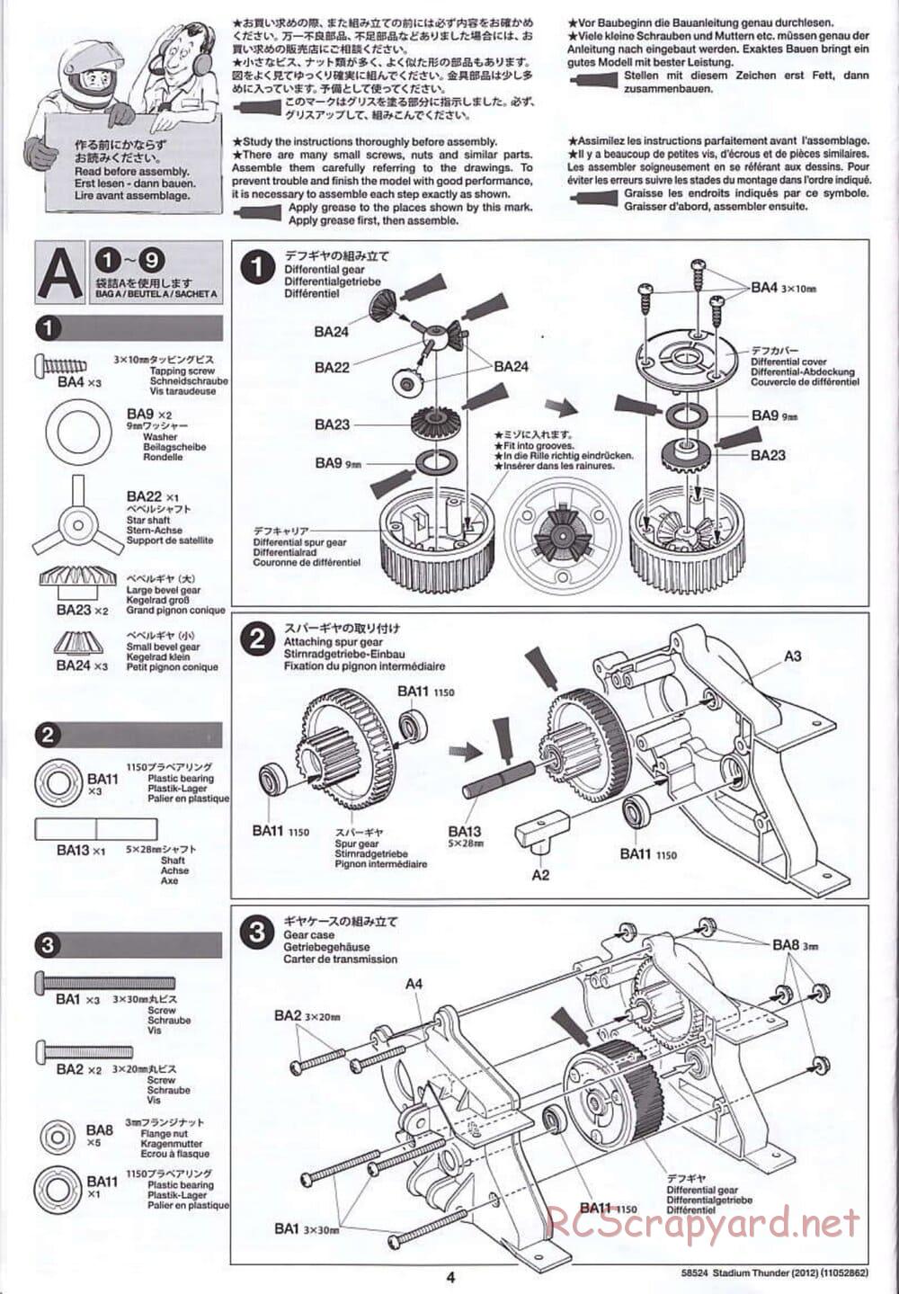 Tamiya - Stadium Thunder 2012 - FAL Chassis - Manual - Page 4