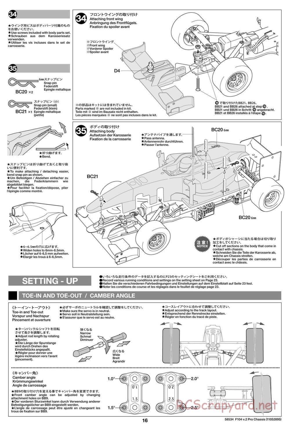 Tamiya - F104 Ver.II PRO Chassis - Manual - Page 16