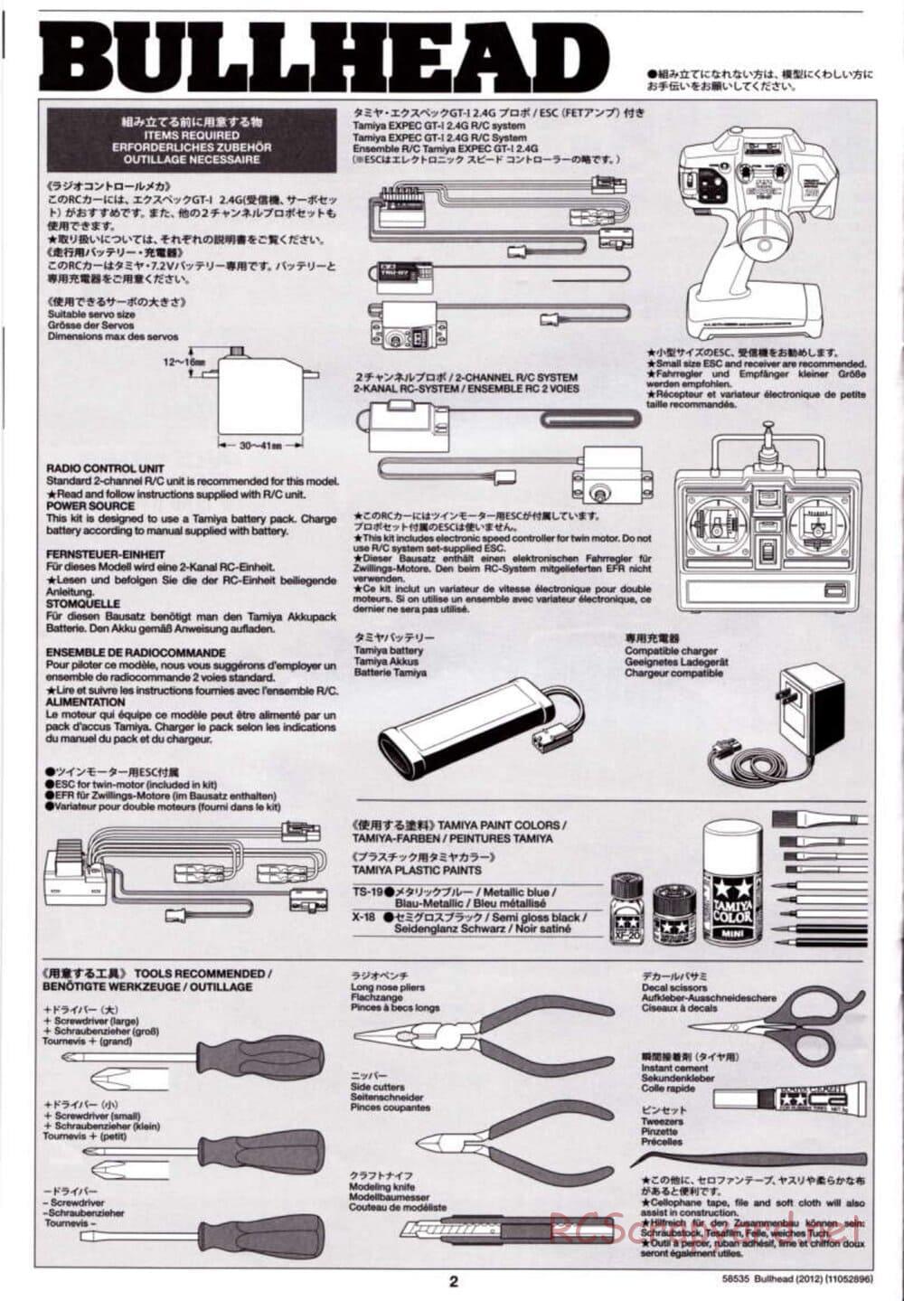 Tamiya - Bullhead 2012 - CB Chassis - Manual - Page 2