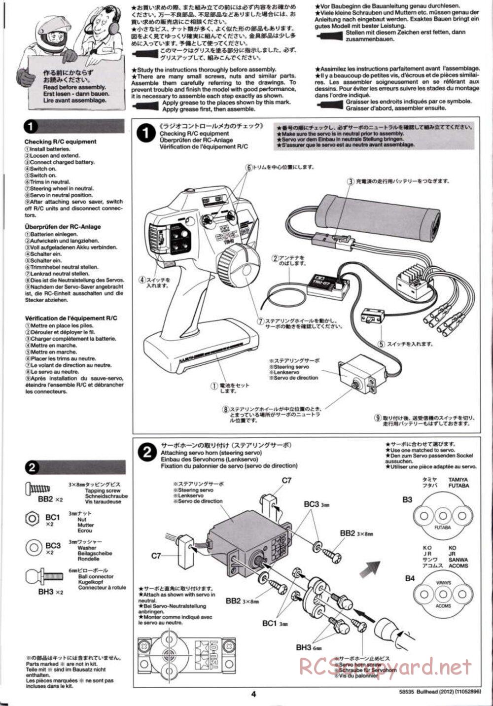 Tamiya - Bullhead 2012 - CB Chassis - Manual - Page 4