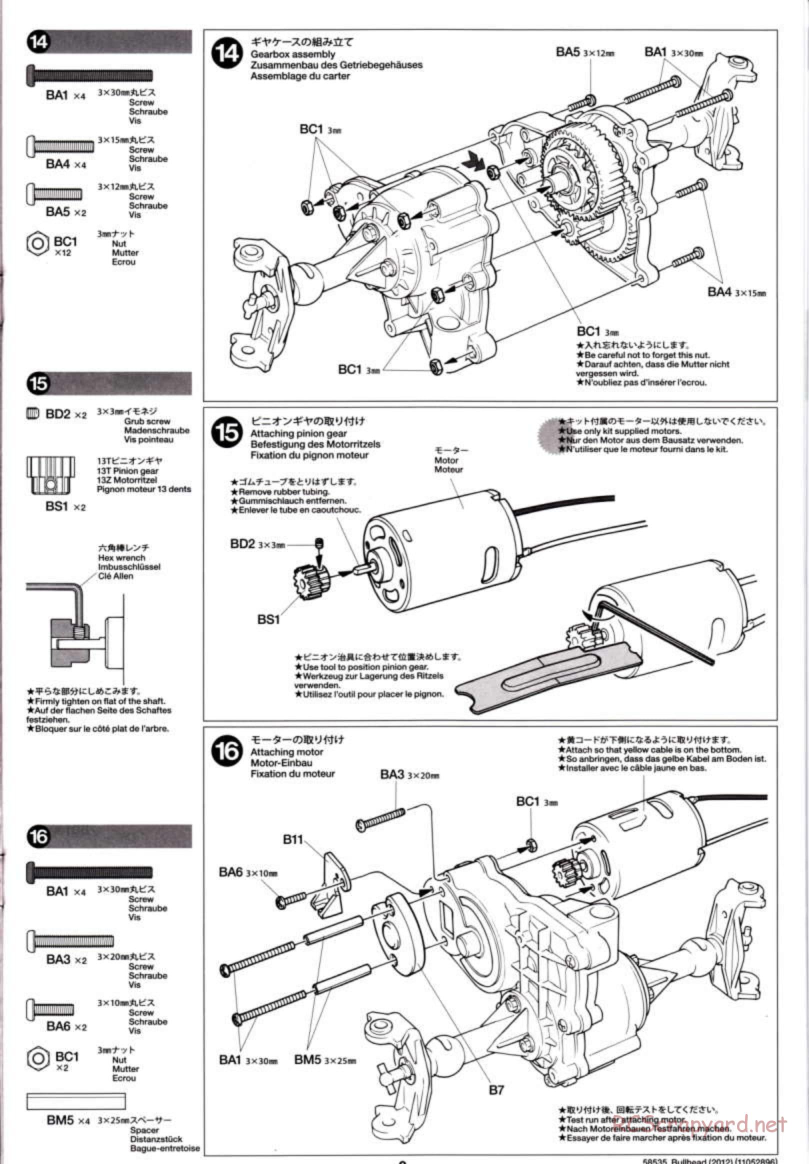 Tamiya - Bullhead 2012 - CB Chassis - Manual - Page 9
