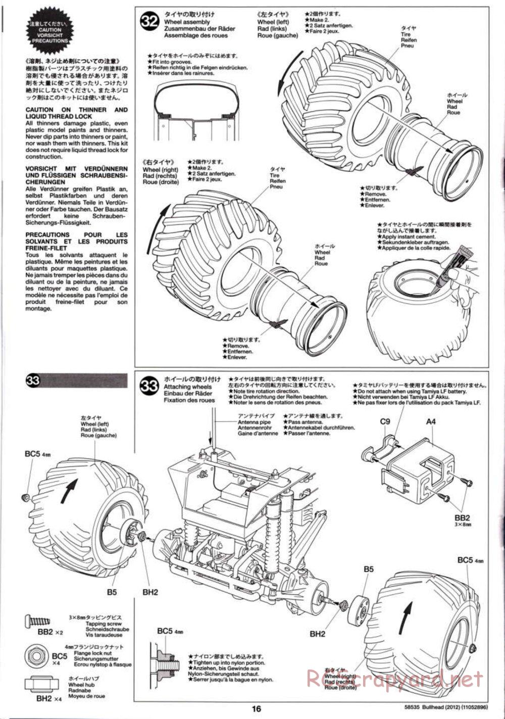 Tamiya - Bullhead 2012 - CB Chassis - Manual - Page 16