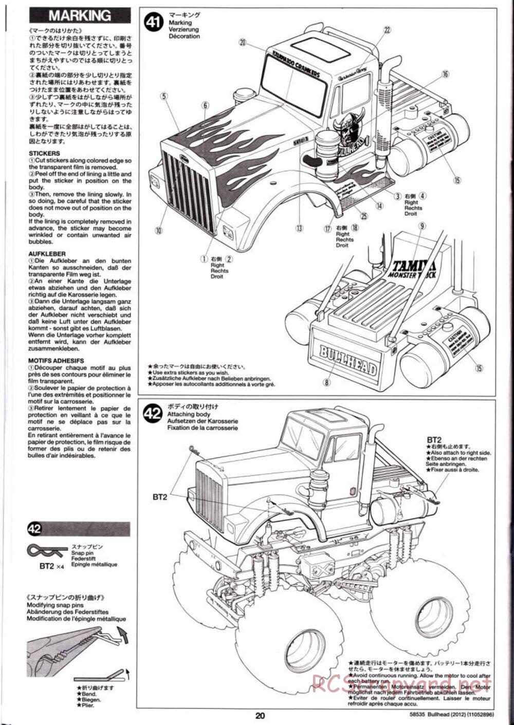 Tamiya - Bullhead 2012 - CB Chassis - Manual - Page 20