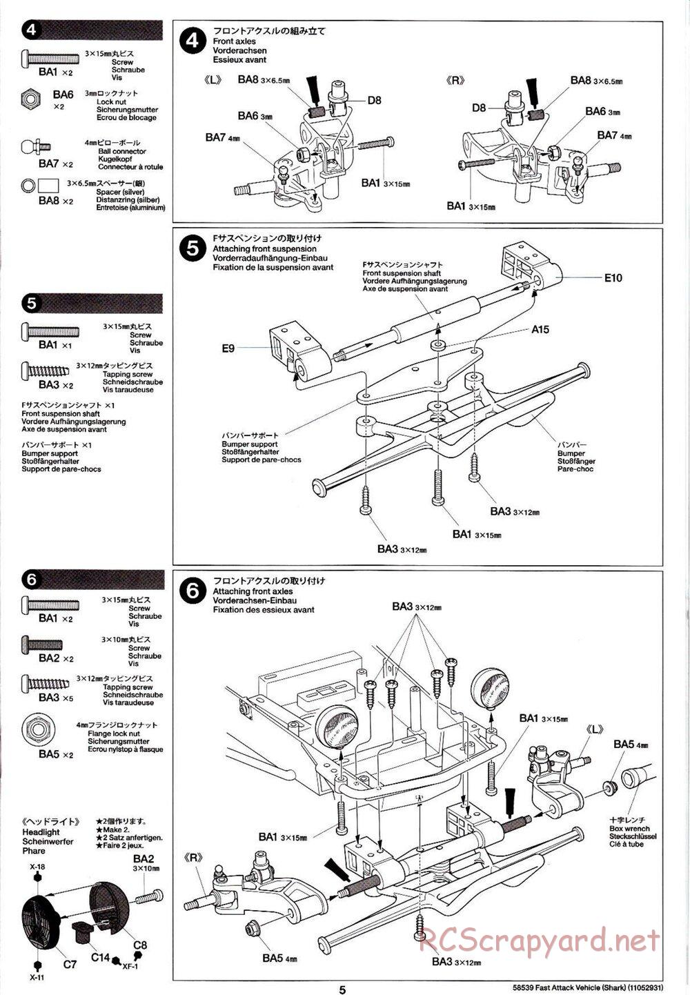 Tamiya - Fast Attack Vehicle w/ Shark Mouth - FAV Chassis - Manual - Page 5