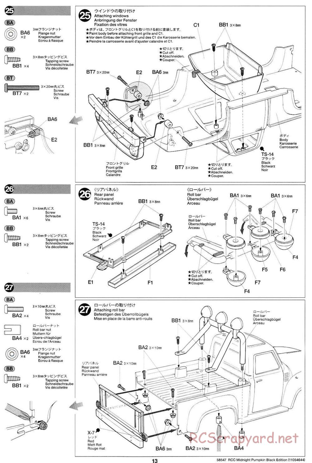 Tamiya - Midnight Pumpkin - Black Edition - CW-01 Chassis - Manual - Page 13