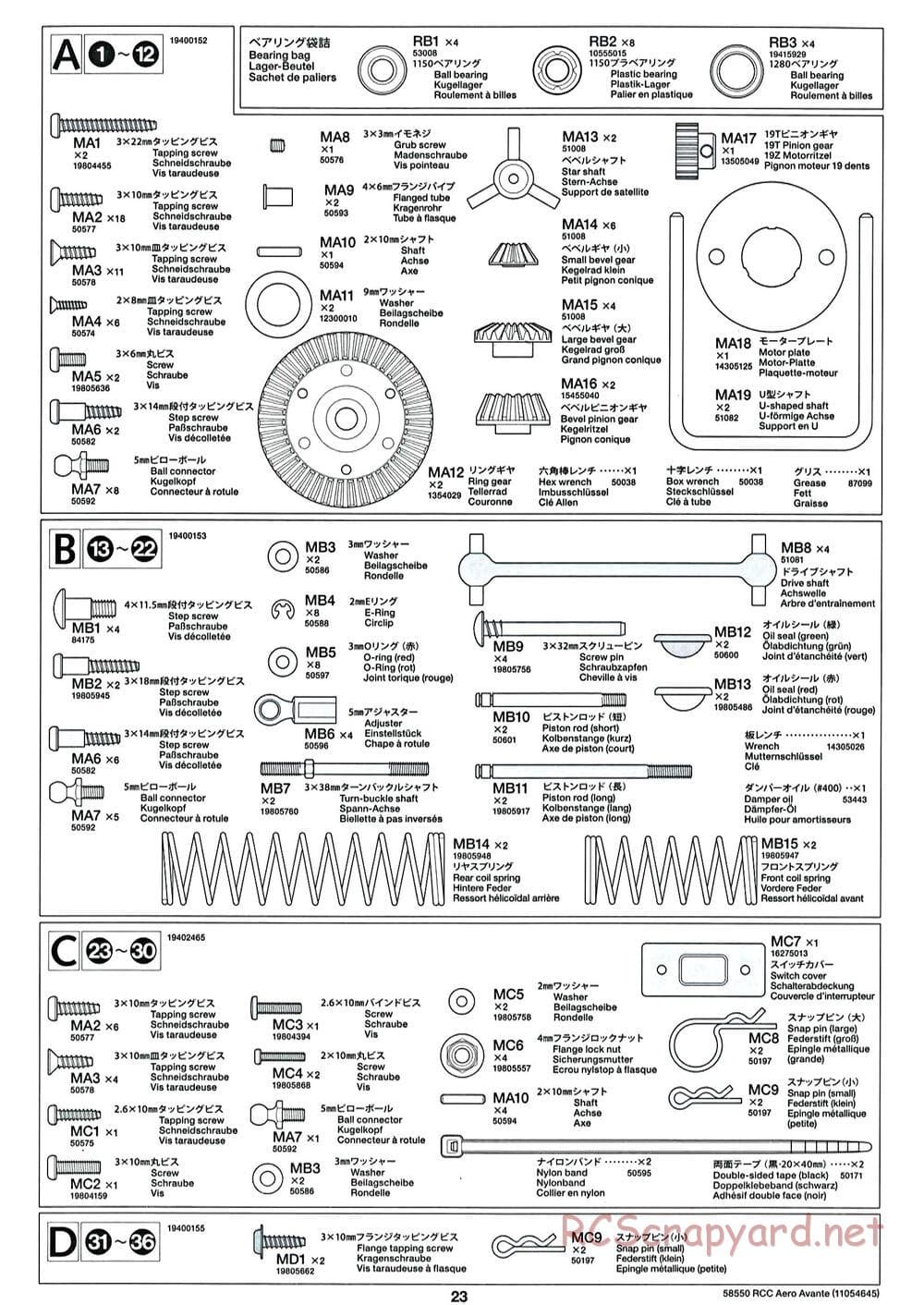 Tamiya - Aero Avante Chassis - Manual - Page 23