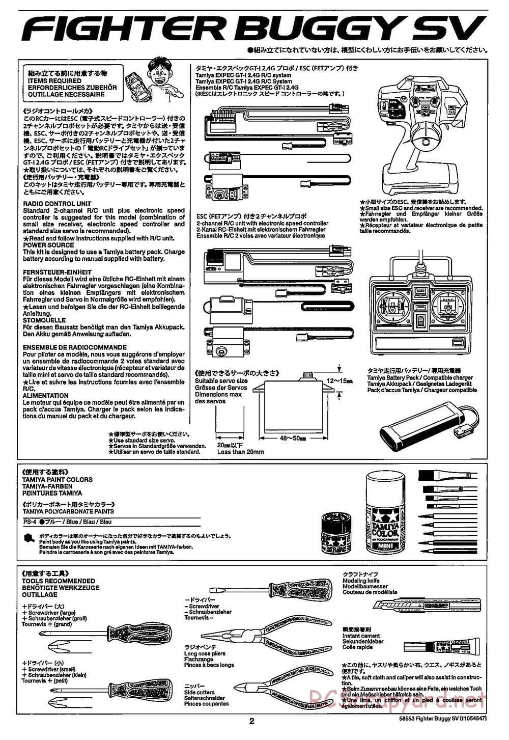 Tamiya - Fighter Buggy SV Chassis - Manual - Page 2