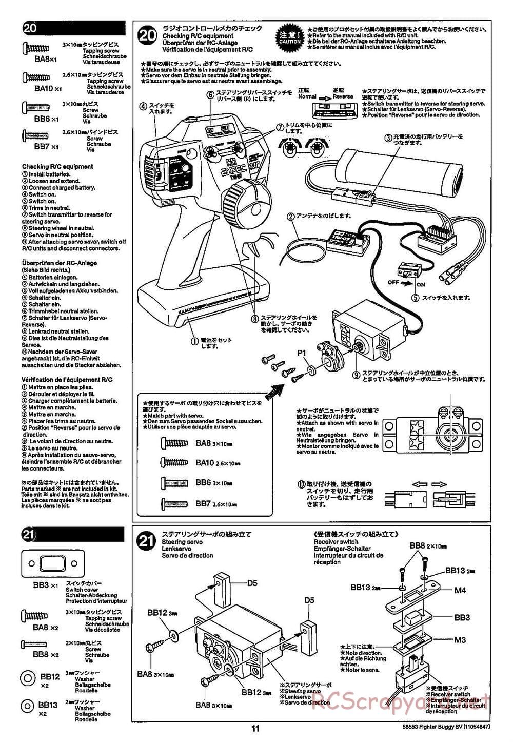Tamiya - Fighter Buggy SV Chassis - Manual - Page 11