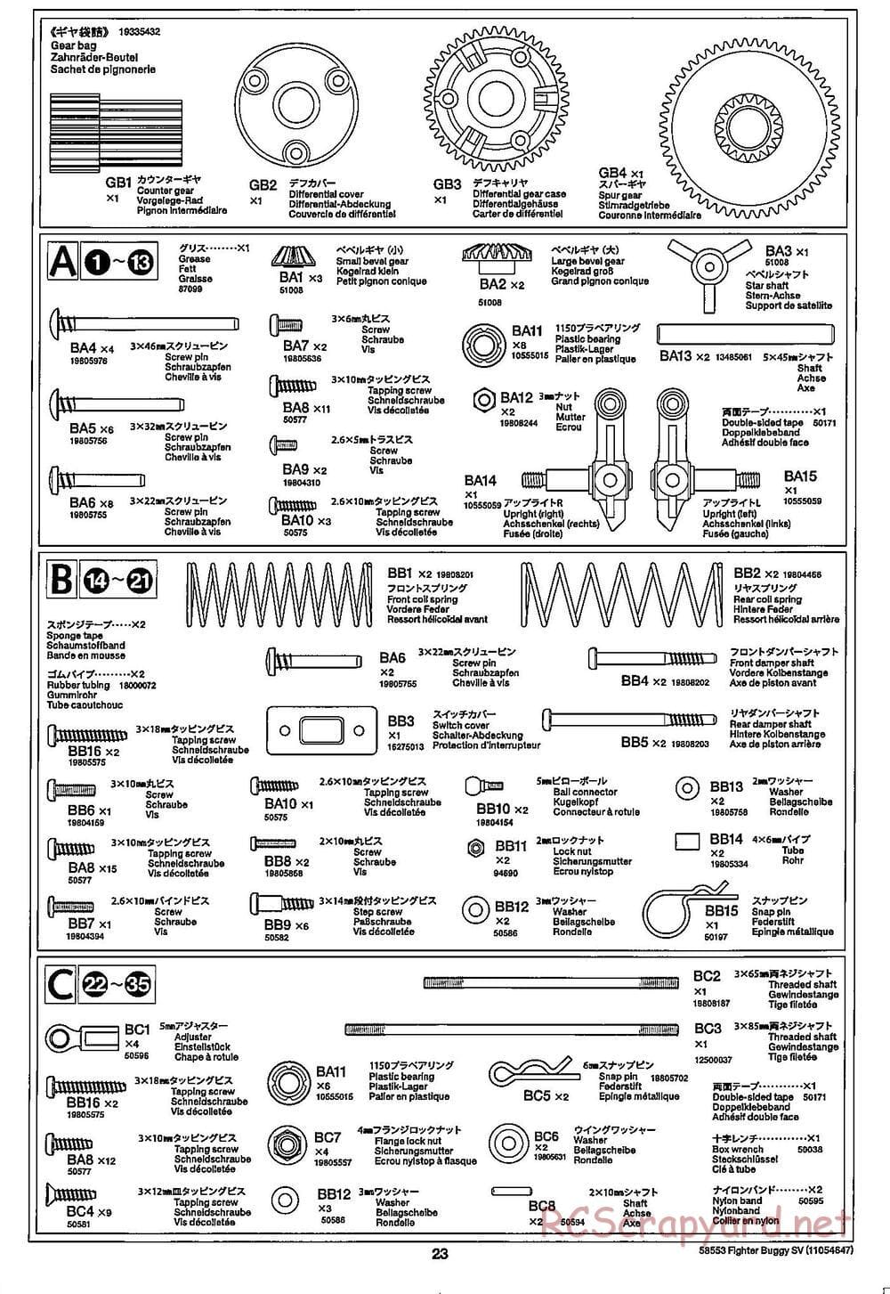 Tamiya - Fighter Buggy SV Chassis - Manual - Page 23
