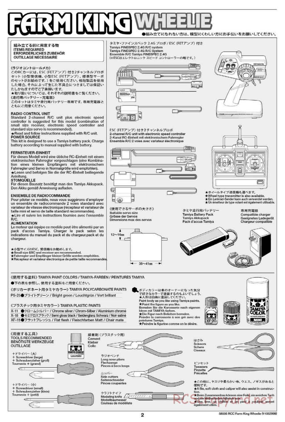 Tamiya - Farm King Wheelie Chassis - Manual - Page 2