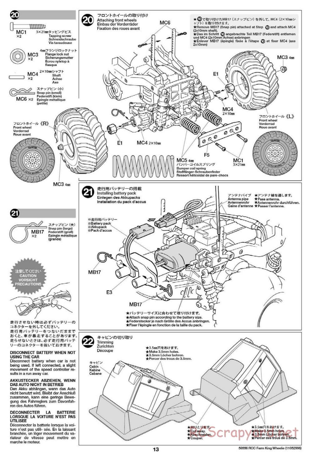 Tamiya - Farm King Wheelie Chassis - Manual - Page 13