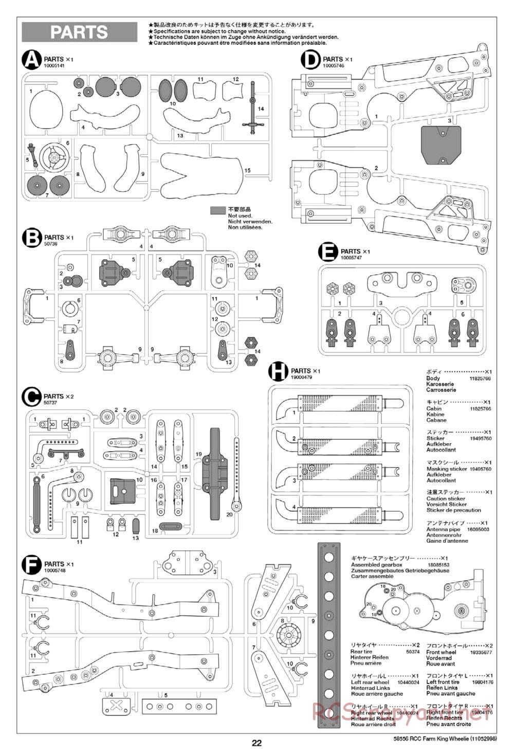Tamiya - Farm King Wheelie Chassis - Manual - Page 22