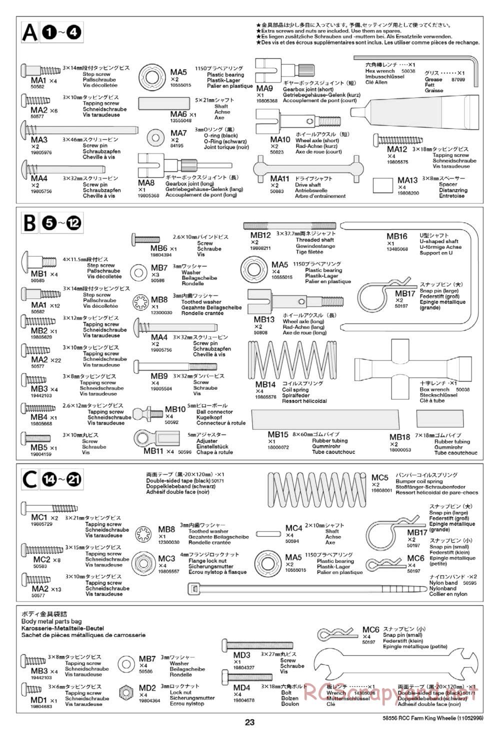 Tamiya - Farm King Wheelie Chassis - Manual - Page 23