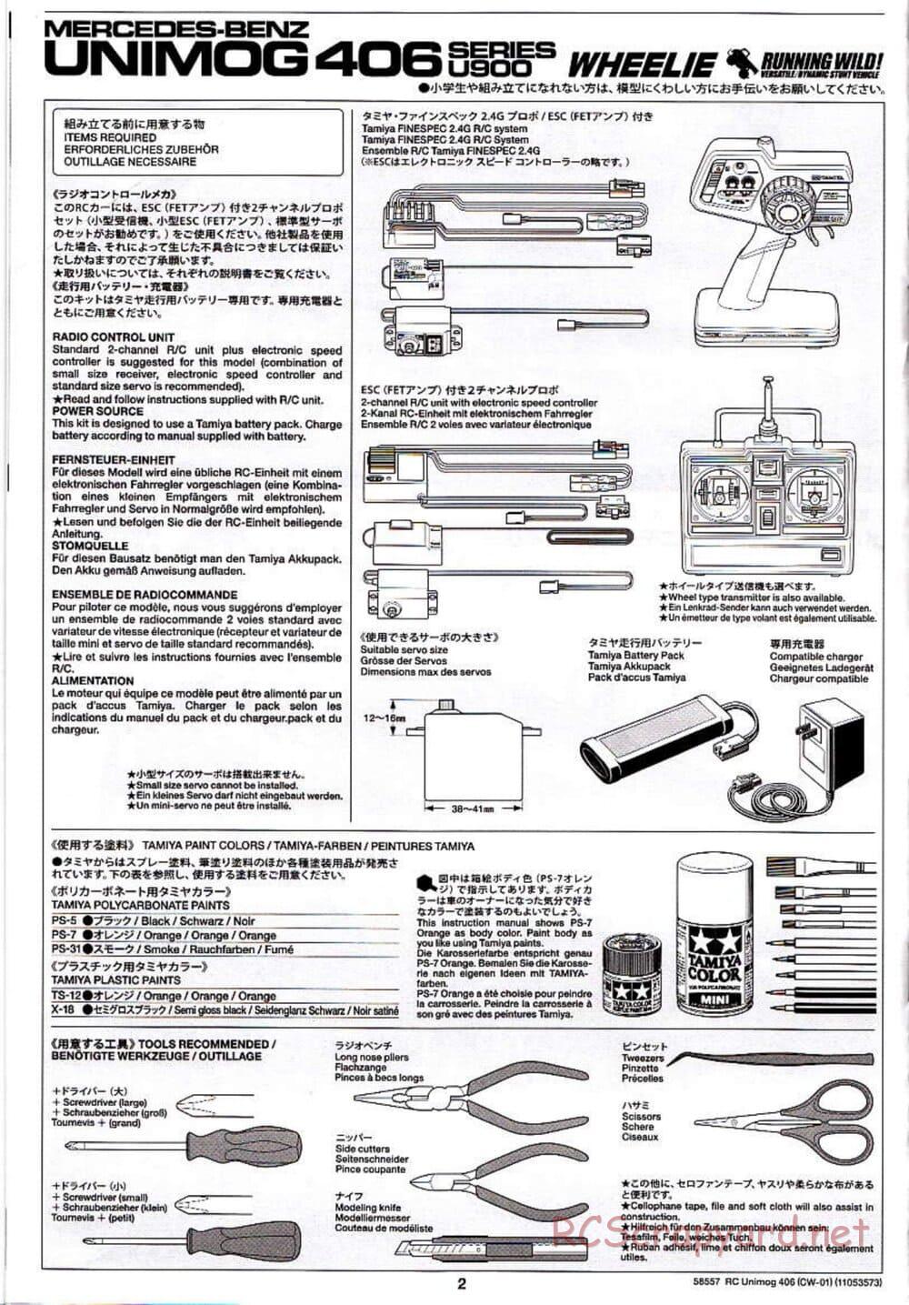 Tamiya - Mercedes-Benz Unimog 406 Series U900 - CW-01 Chassis - Manual - Page 2