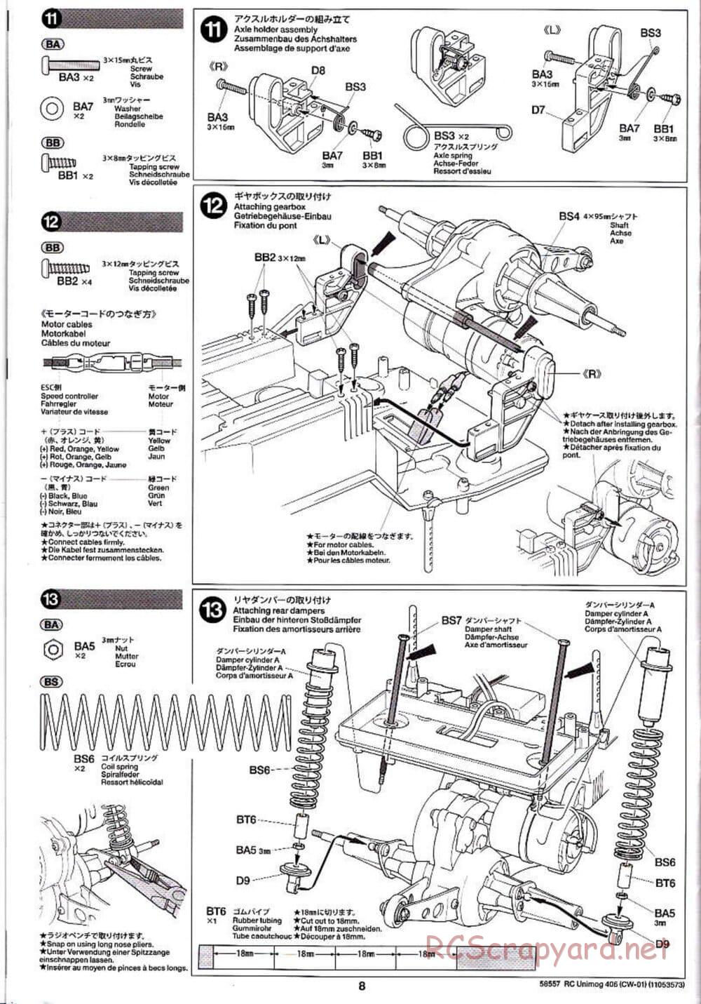 Tamiya - Mercedes-Benz Unimog 406 Series U900 - CW-01 Chassis - Manual - Page 8