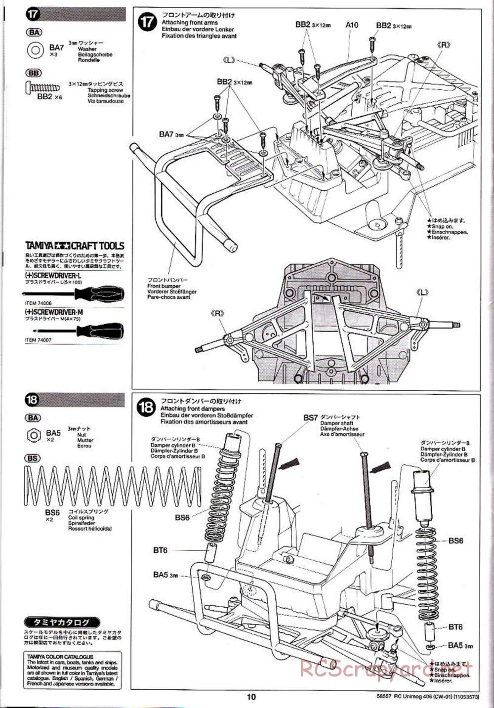 Tamiya - Mercedes-Benz Unimog 406 Series U900 - CW-01 Chassis - Manual - Page 10