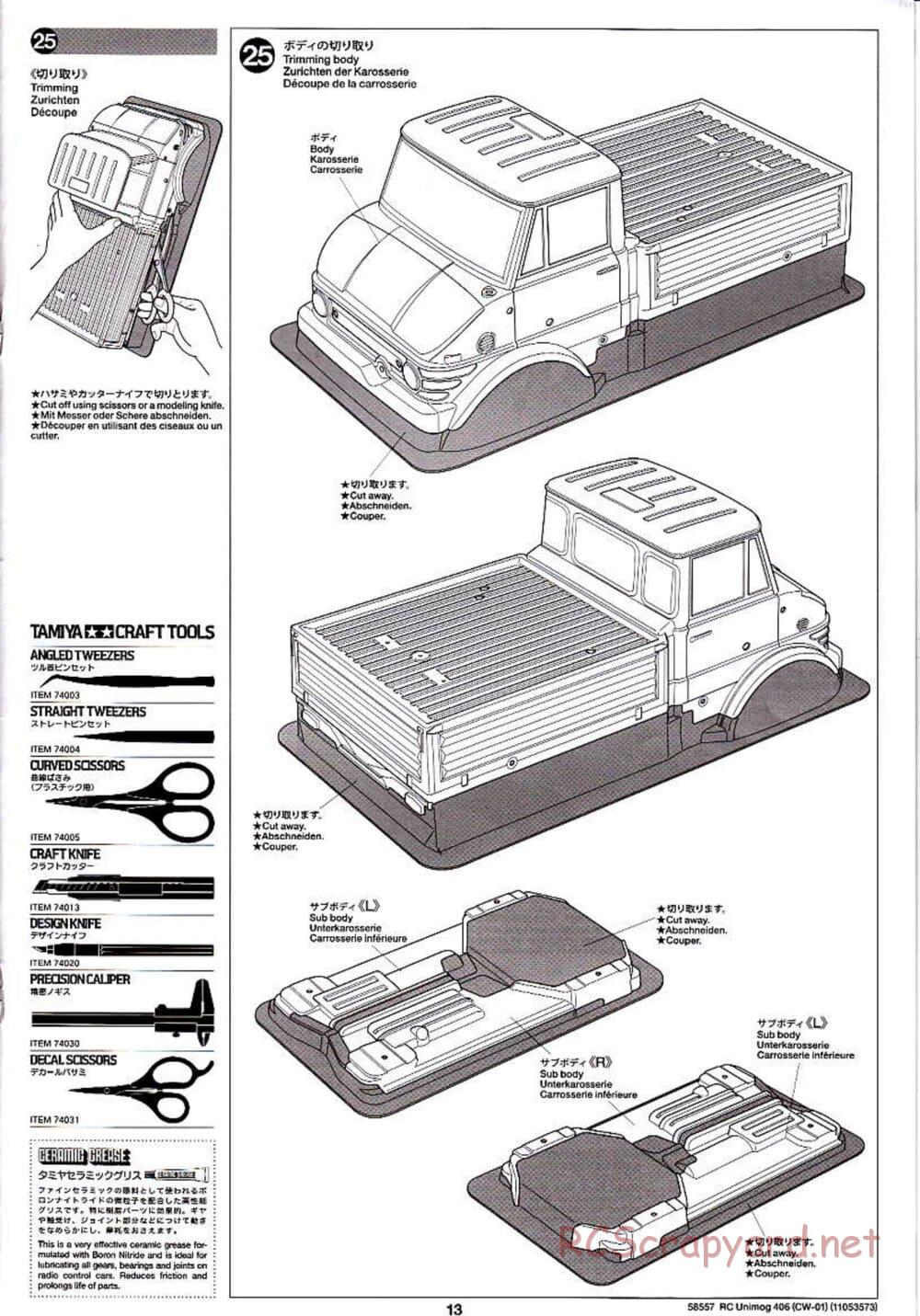 Tamiya - Mercedes-Benz Unimog 406 Series U900 - CW-01 Chassis - Manual - Page 13