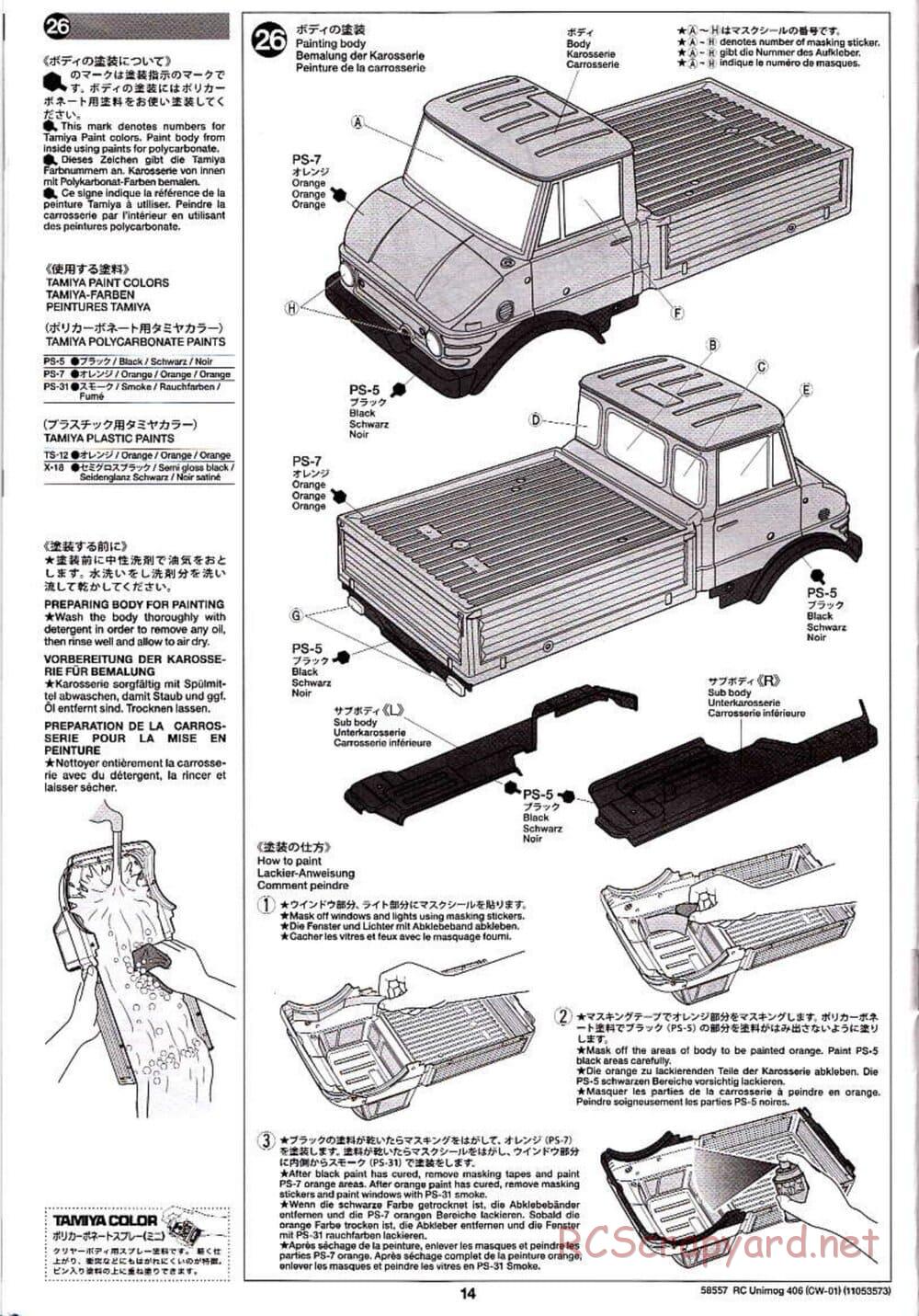 Tamiya - Mercedes-Benz Unimog 406 Series U900 - CW-01 Chassis - Manual - Page 14