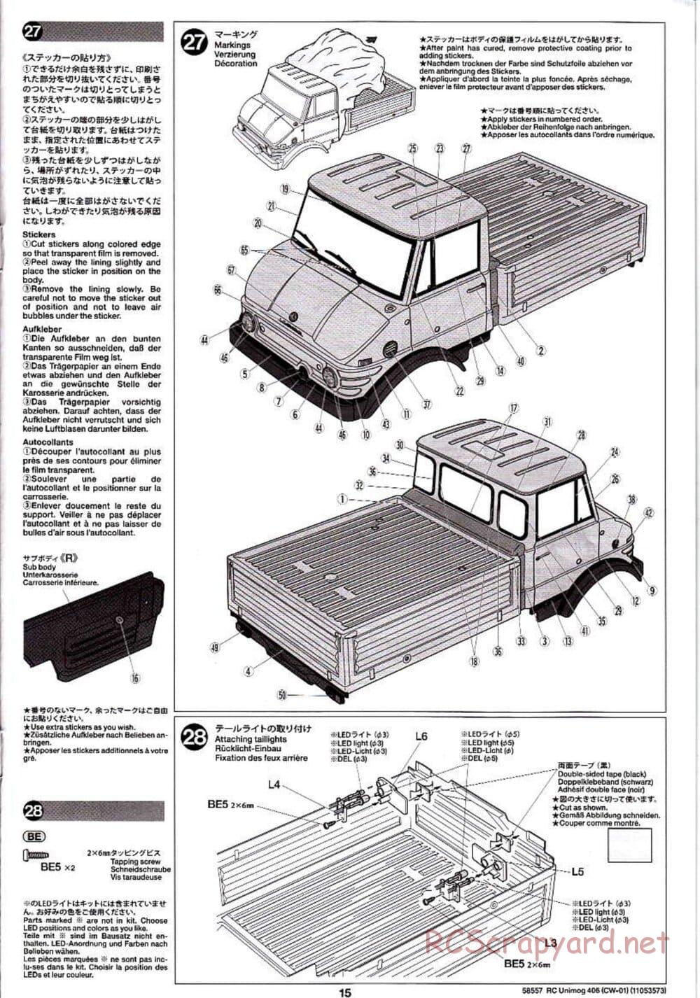 Tamiya - Mercedes-Benz Unimog 406 Series U900 - CW-01 Chassis - Manual - Page 15
