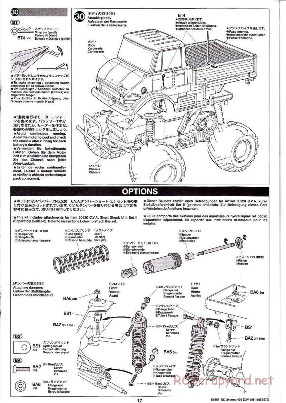 Tamiya - Mercedes-Benz Unimog 406 Series U900 - CW-01 Chassis - Manual - Page 17