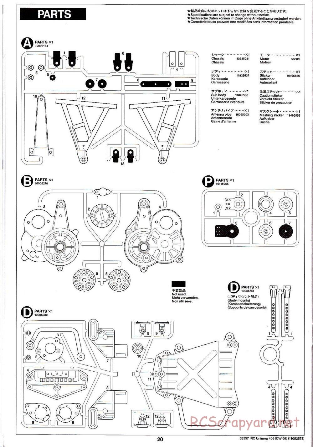 Tamiya - Mercedes-Benz Unimog 406 Series U900 - CW-01 Chassis - Manual - Page 20