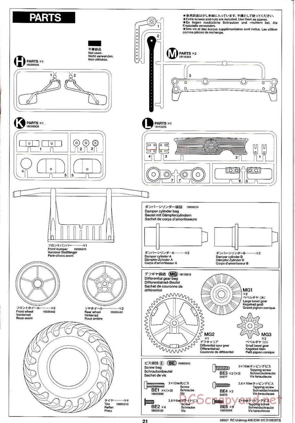 Tamiya - Mercedes-Benz Unimog 406 Series U900 - CW-01 Chassis - Manual - Page 21