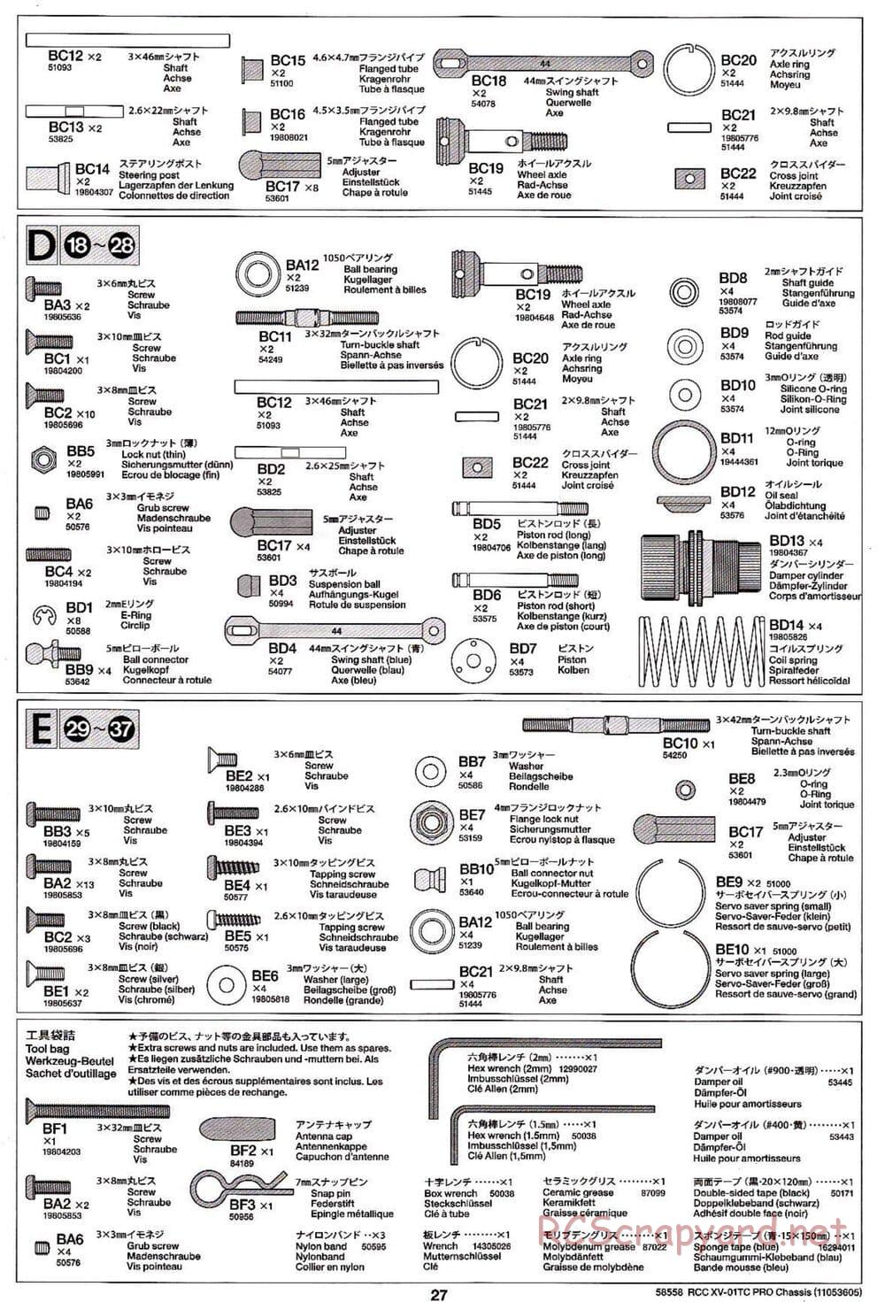 Tamiya - XV-01TC Chassis - Manual - Page 27