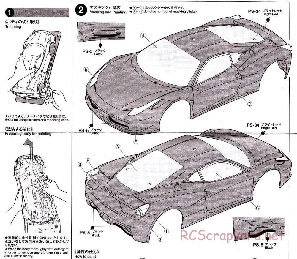 Tamiya - Ferrari 458 Challenge - TT-02 Chassis - Body Manual - Page 2