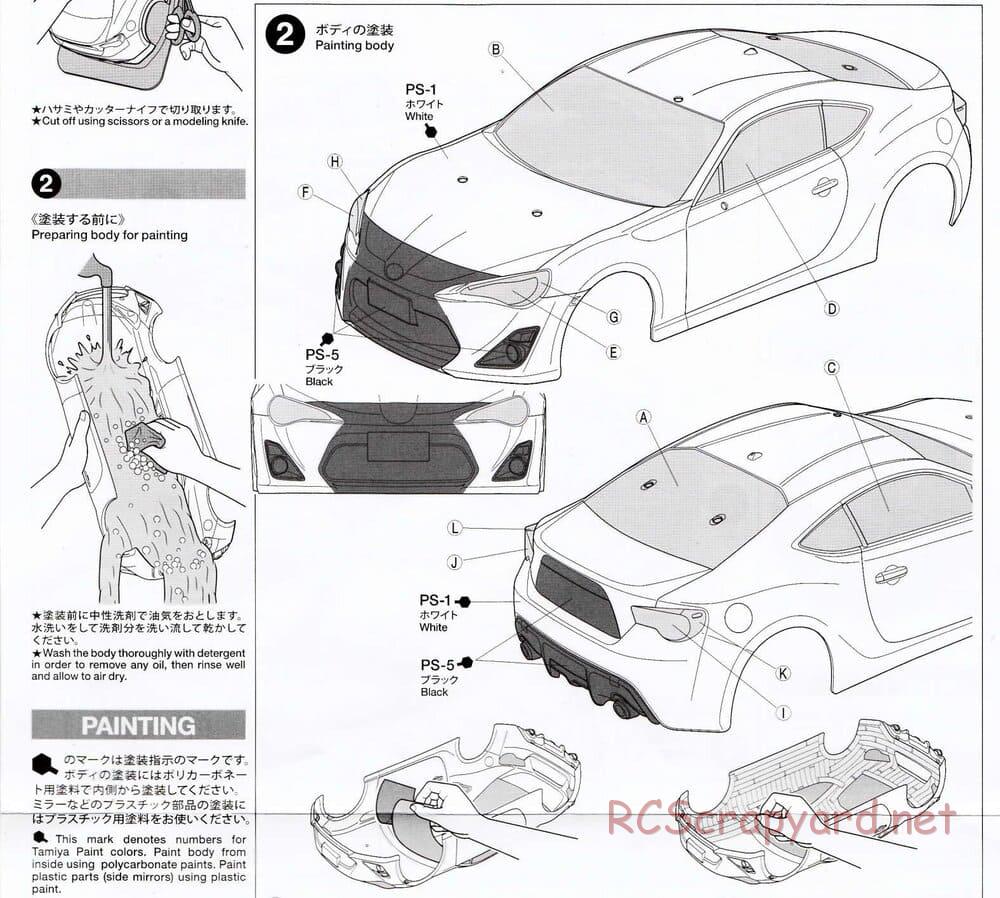 Tamiya - GAZOO Racing TRD 86 - XV-01 Chassis - Body Manual - Page 2