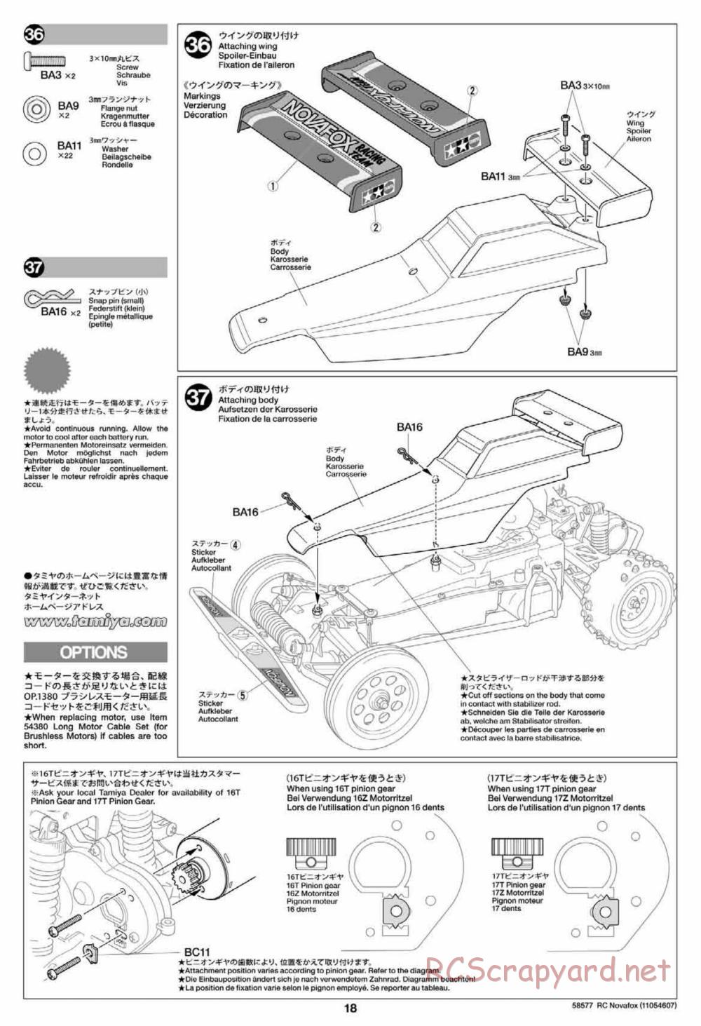 Tamiya - Novafox Chassis - Manual - Page 18