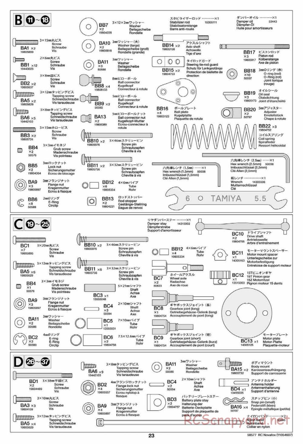 Tamiya - Novafox Chassis - Manual - Page 23