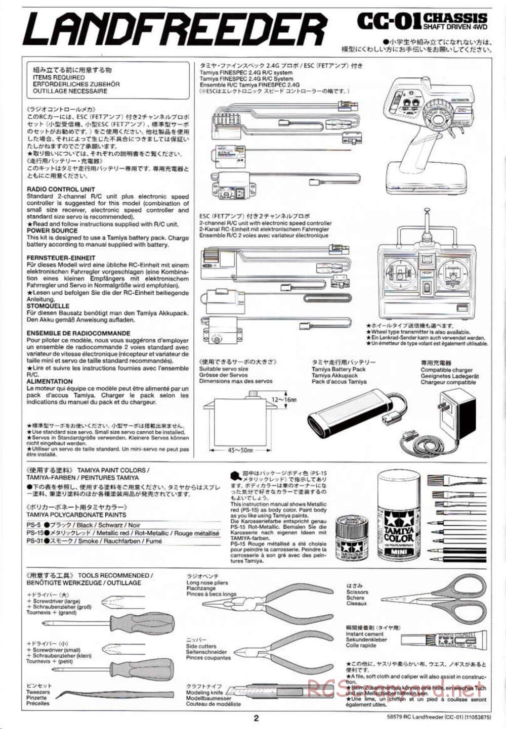 Tamiya - LandFreeder - CC-01 Chassis - Manual - Page 2