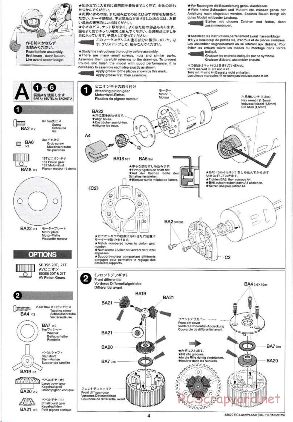 Tamiya - LandFreeder - CC-01 Chassis - Manual - Page 4