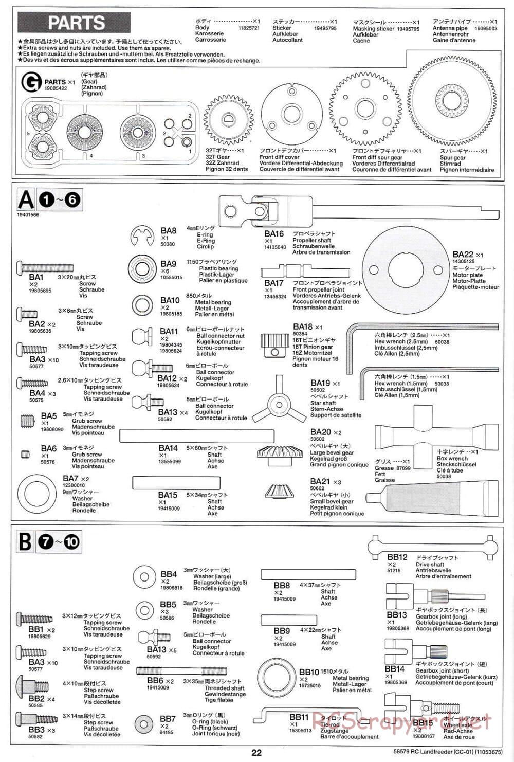 Tamiya - LandFreeder - CC-01 Chassis - Manual - Page 22
