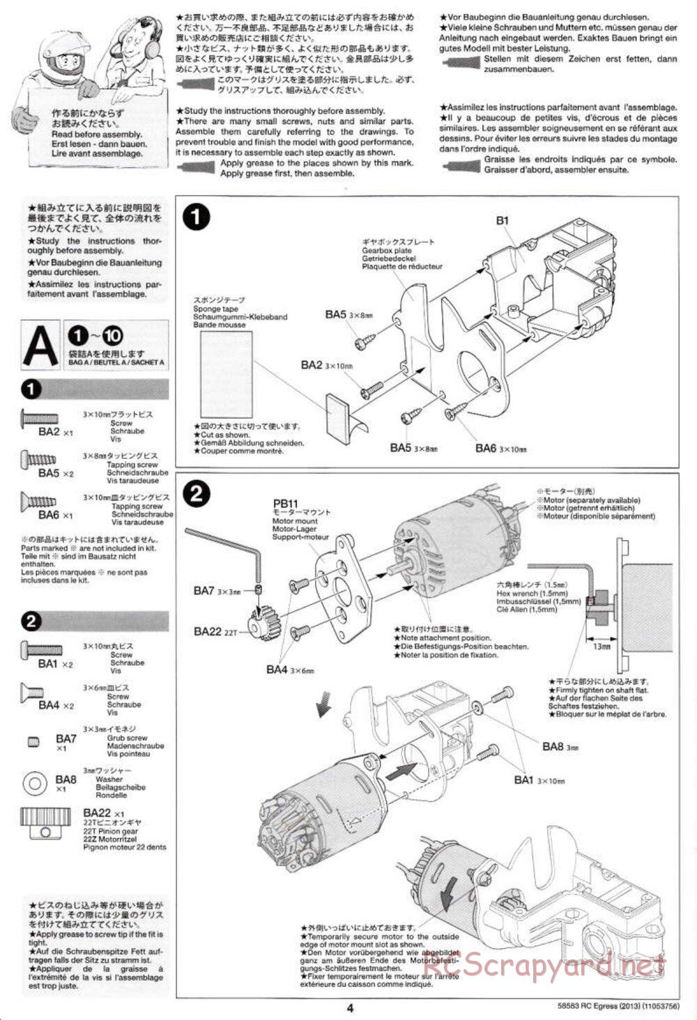 Tamiya - Egress 2013 - AV Chassis - Manual - Page 4