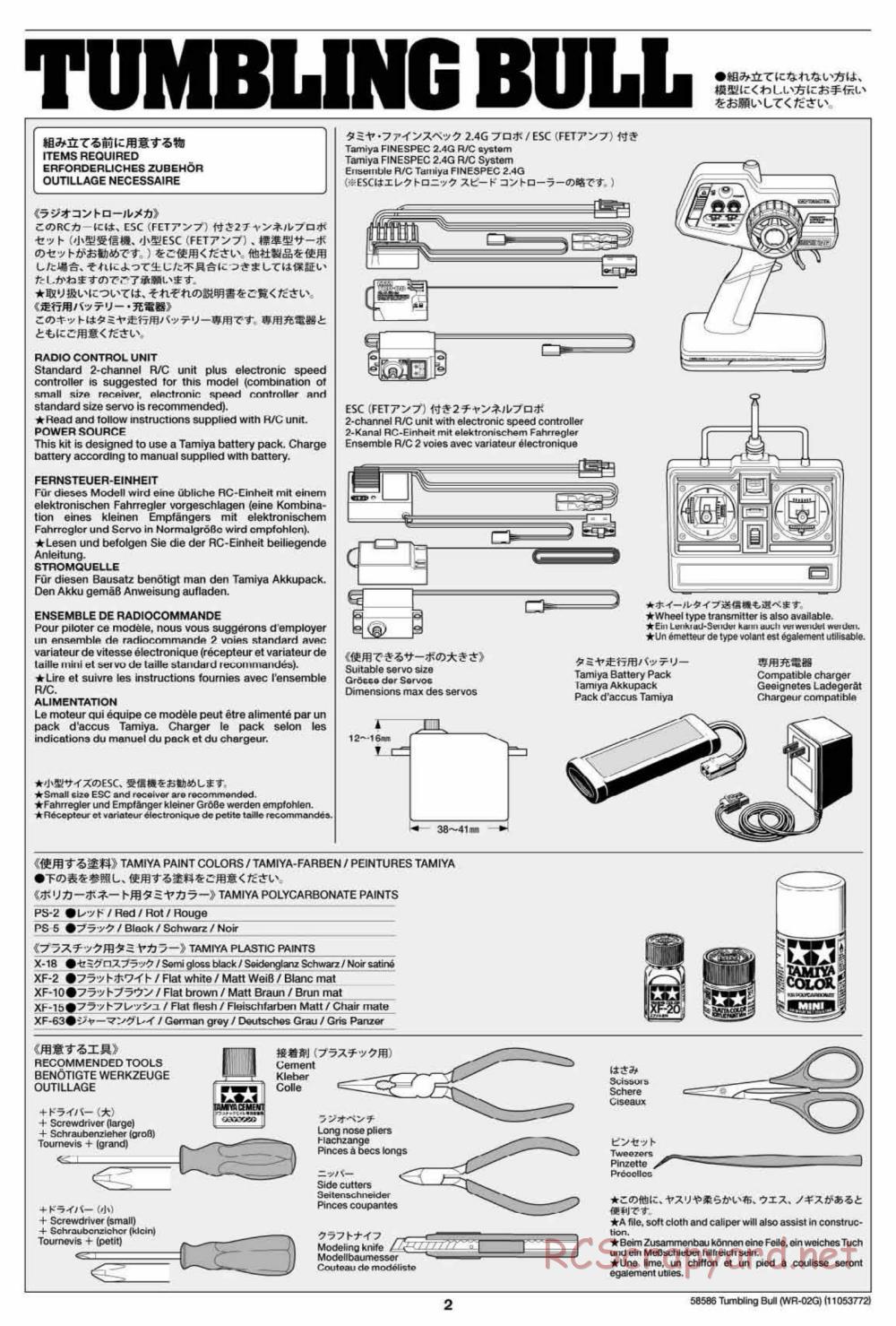 Tamiya - Tumbling Bull Chassis - Manual - Page 2