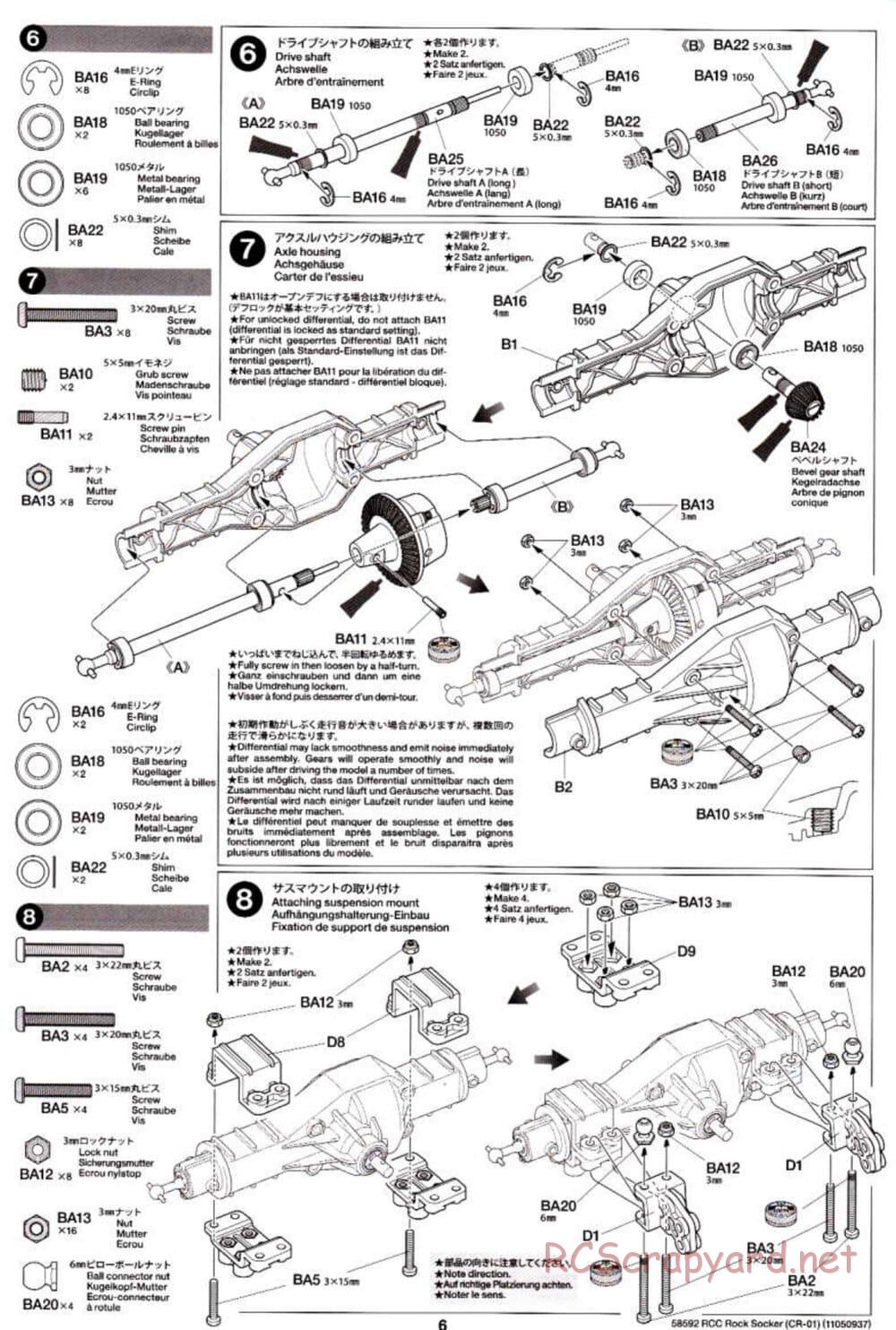 Tamiya - Rock Socker - CR-01 Chassis - Manual - Page 6