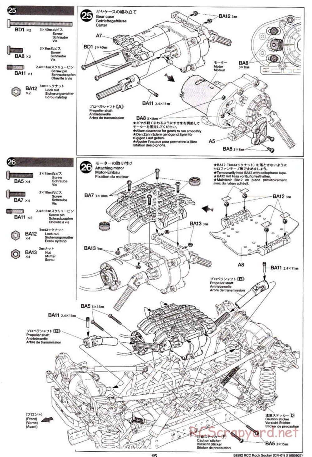 Tamiya - Rock Socker - CR-01 Chassis - Manual - Page 15